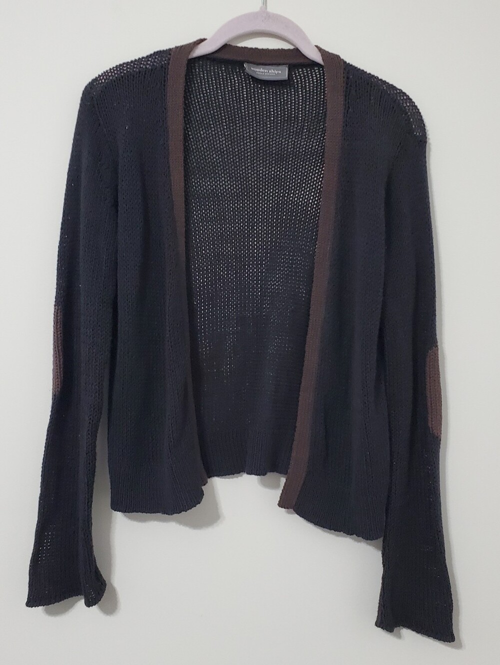 Wooden Ships Paola Buendia Black Cotton Open Front Cardigan Womens S/M
